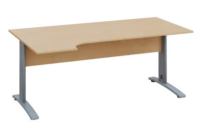 ERK 18 - 184 stůl kancelářský, rohový, levý, kovová podnož stříbrná, deska 18 mm, široký 1800 mm, bříza irská